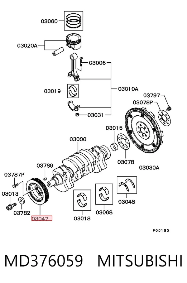 Koło pasowe wału korbowego MD376059 Mitsubishi