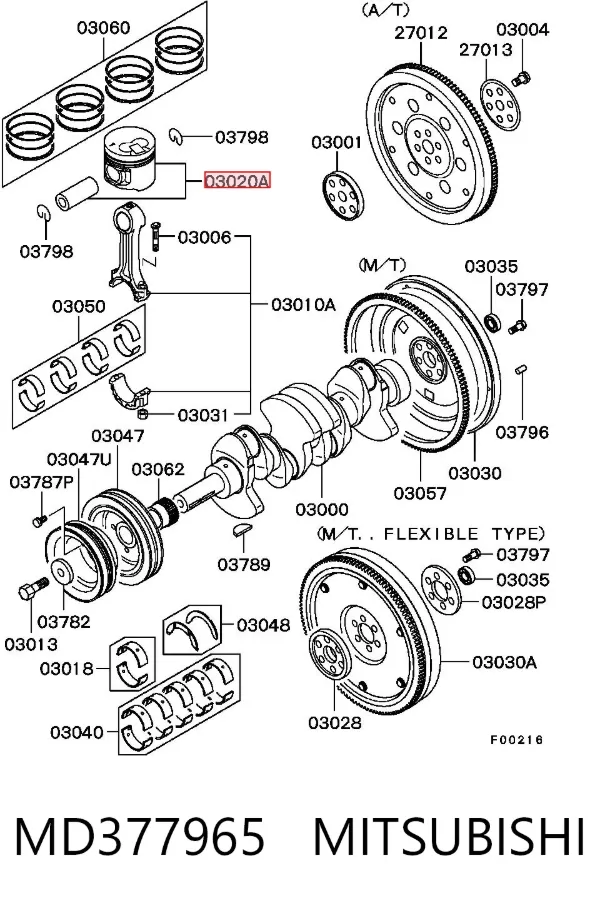 Tłok, komplet do jednego cylindru, STD MD377965 Mitsubishi