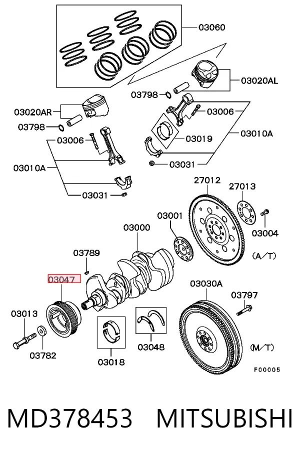 Koło pasowe wału korbowego MD378453 Mitsubishi