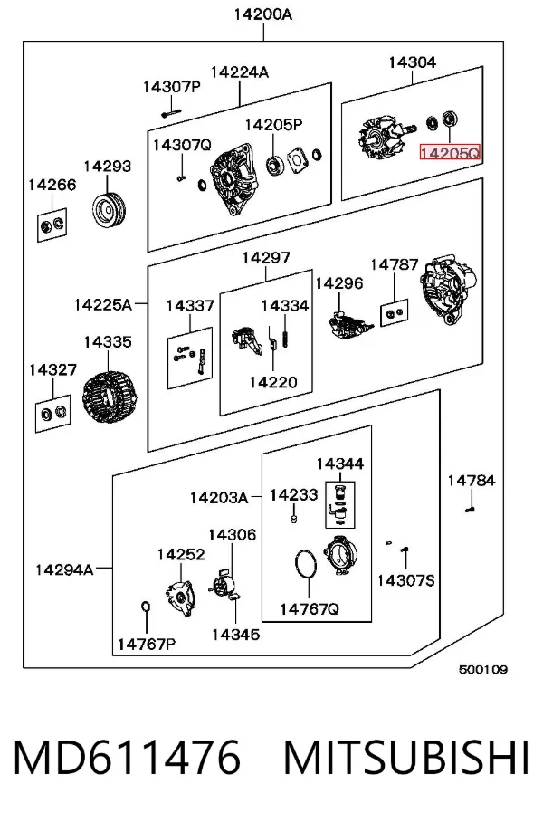 Łożysko alternatora MD611476 Mitsubishi