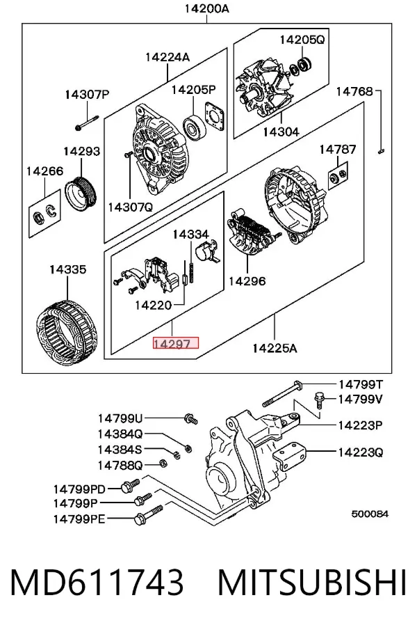 Regulator alternatora (przekaźnik ładowania) MD611743 Mitsubishi