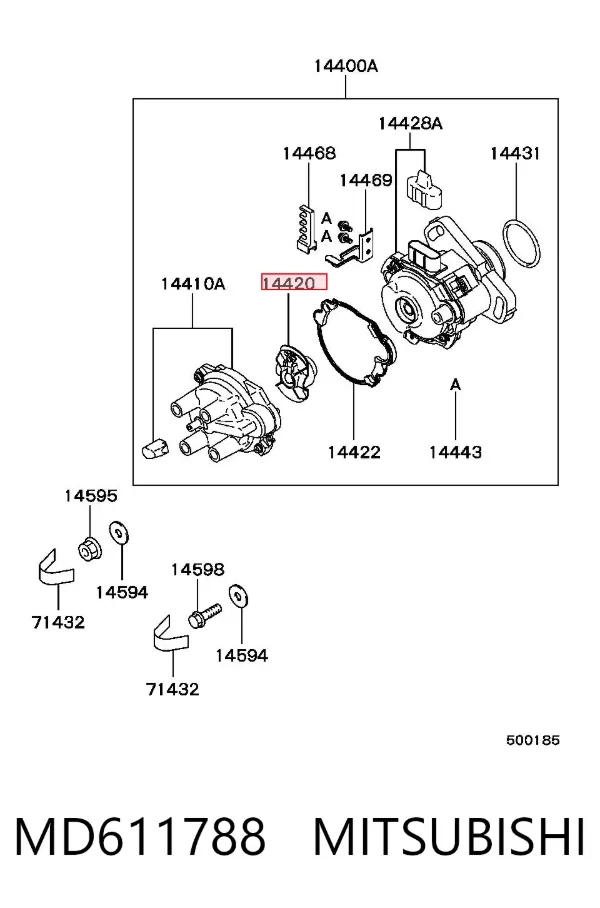 Palec rozdzielacza zapłonu MD611788 Mitsubishi