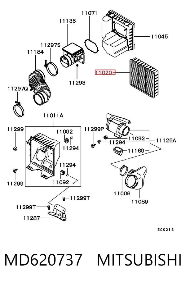 Filtr powietrza MD620737 Mitsubishi