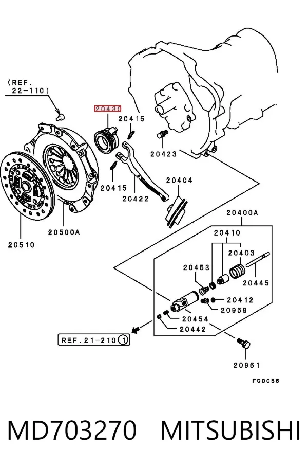 Łożysko wyciskowe sprzęgła MD703270 Mitsubishi