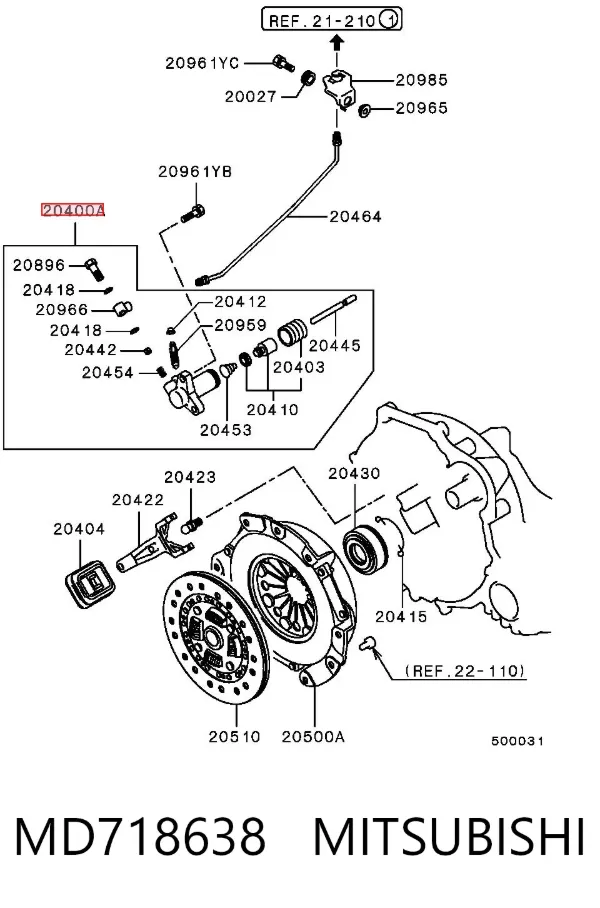 Cylinder roboczy sprzęgła MD718638 Mitsubishi