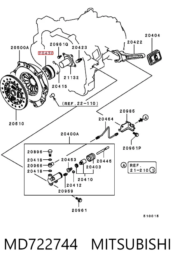 Łożysko wyciskowe sprzęgła MD722744 Mitsubishi