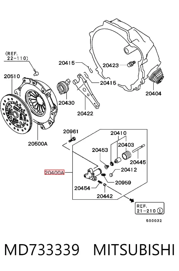 Cylinder roboczy sprzęgła MD733339 Mitsubishi