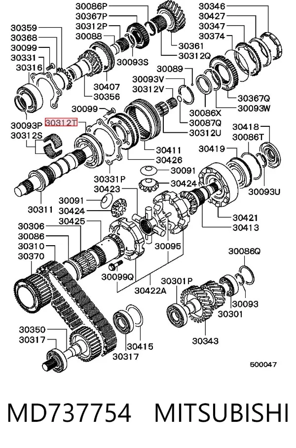 Łożysko skrzyni biegów MD737754 Mitsubishi