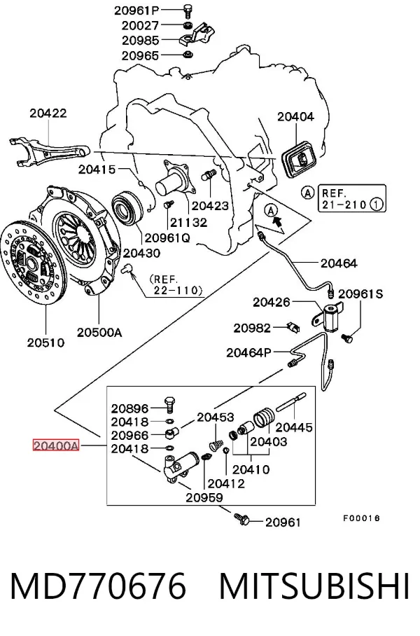 Cylinder roboczy sprzęgła MD770676 Mitsubishi
