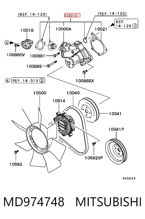 Pompa chłodząca wodna MD974748 Mitsubishi
