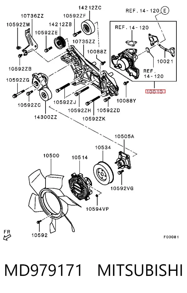 Pompa chłodząca wodna MD979171 Mitsubishi