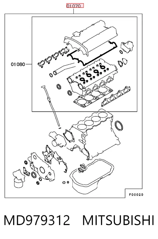 Zestaw uszczelek silnika pełny MD979312 Mitsubishi