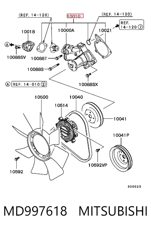 Pompa chłodząca wodna MD997618 Mitsubishi