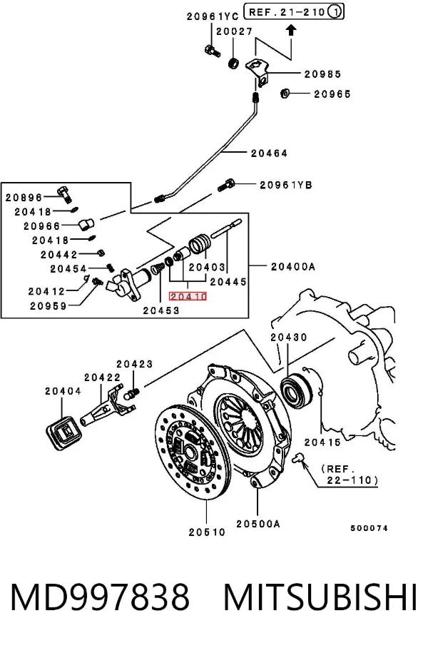 Zestaw naprawczy cylindra roboczego sprzęgła MD997838 Mitsubishi