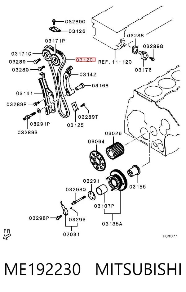 Łańcuch rozrządu ME192230 Mitsubishi
