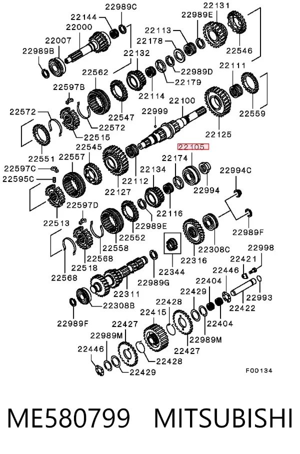 Łożysko skrzyni biegów ME580799 Mitsubishi