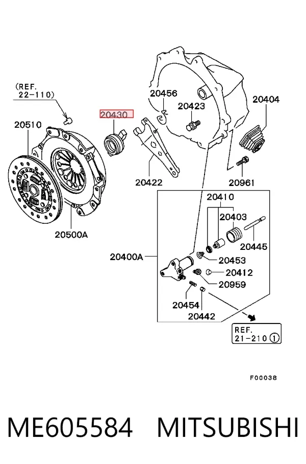 Łożysko wyciskowe sprzęgła ME605584 Mitsubishi