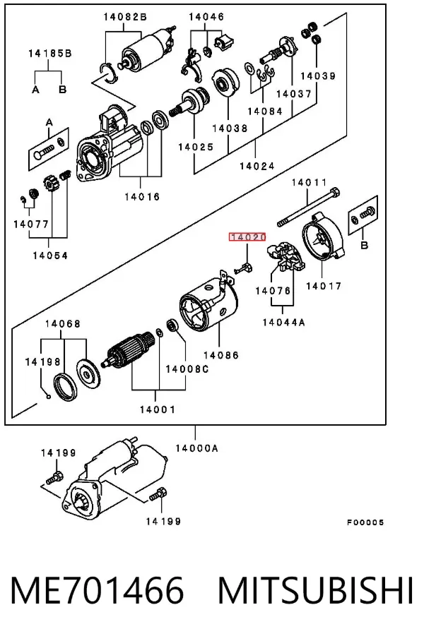 Szczotka rozrusznika Mitsubishi Pajero PININ