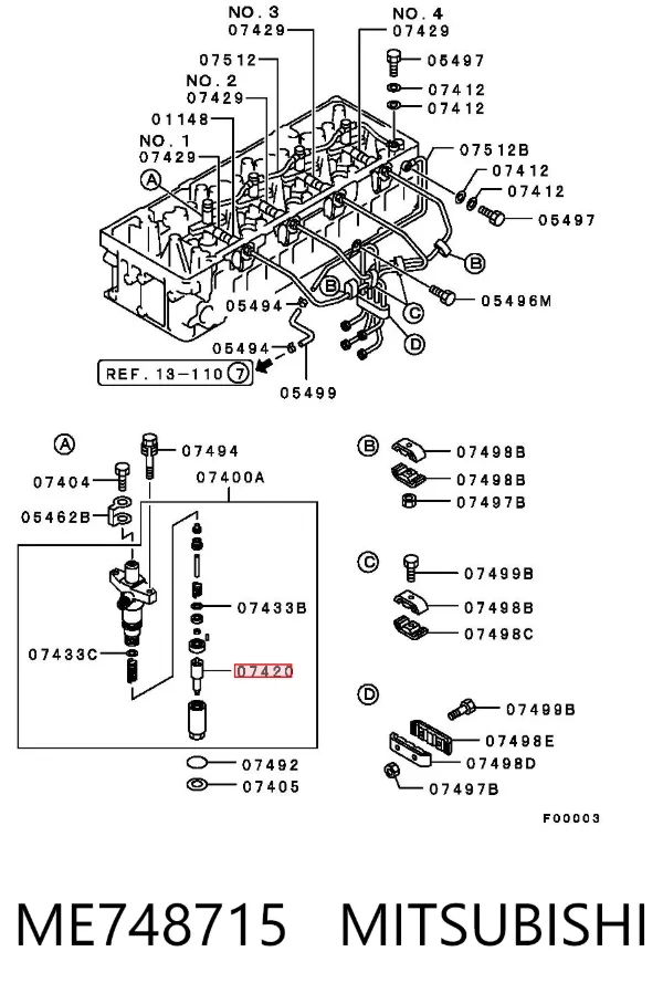 Rozpylacz wtrysku diesla ME748715 Mitsubishi