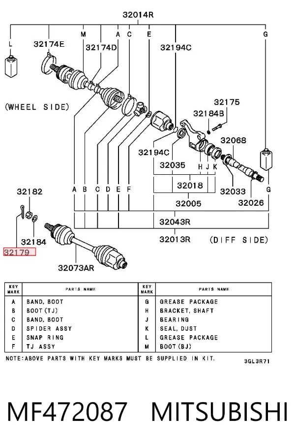 Łożysko piasty przedniej MF472087 Mitsubishi