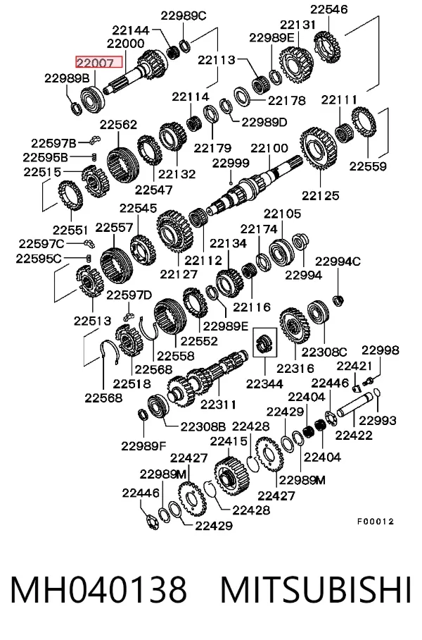 Łożysko wału sprzęgłowego skrzyni biegów MH040138 Mitsubishi