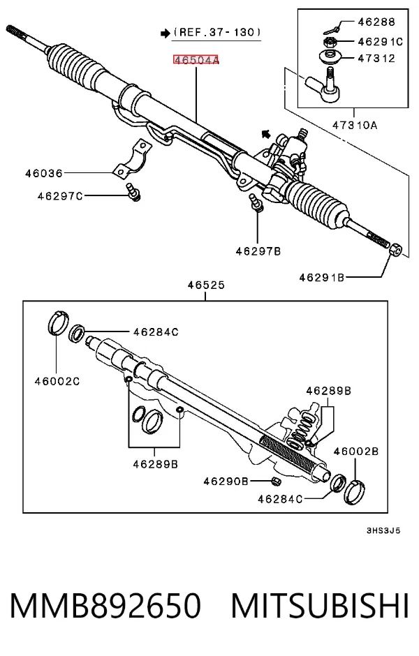 Listwa kierownicza (maglownica) MMB892650 Mitsubishi