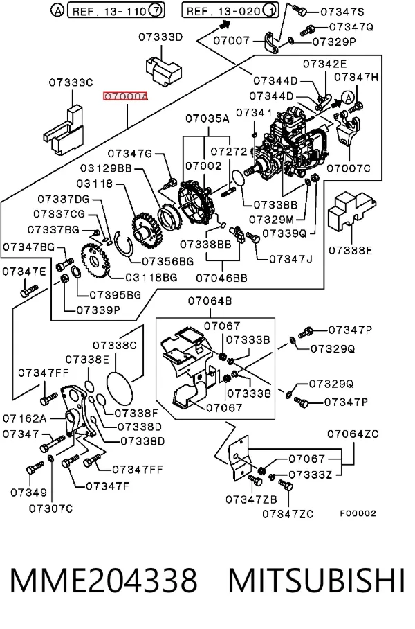 Pompa wtryskowa wysokiego ciśnienia MME204338 Mitsubishi