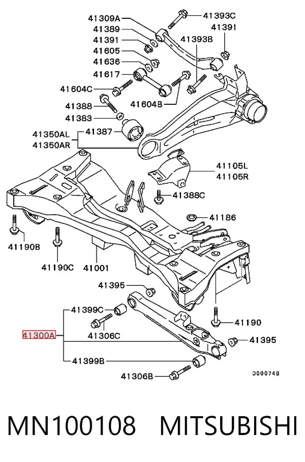 Wahacz zawieszenia tylnego dolny lewy/prawy MN100108 Mitsubishi