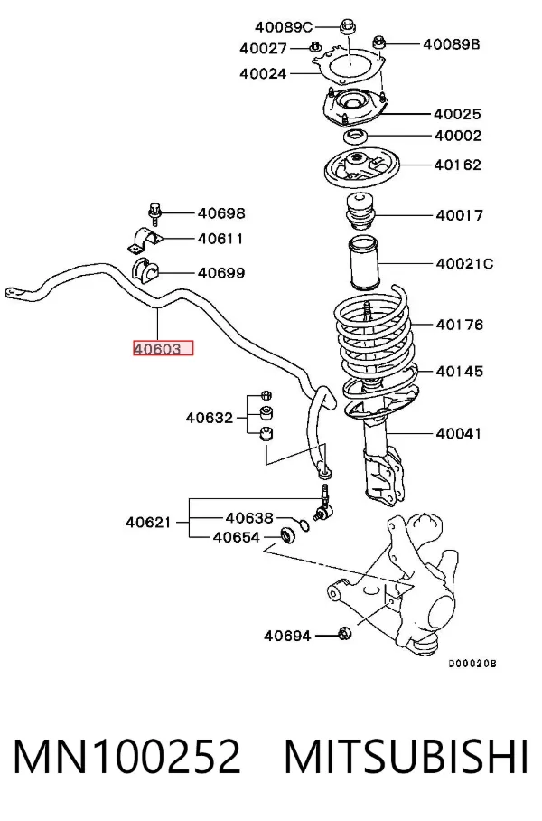 Stabilizator przedni MN100252 Mitsubishi