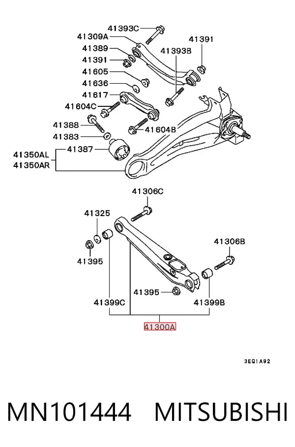 Wahacz zawieszenia tylnego dolny lewy/prawy MN101444 Mitsubishi