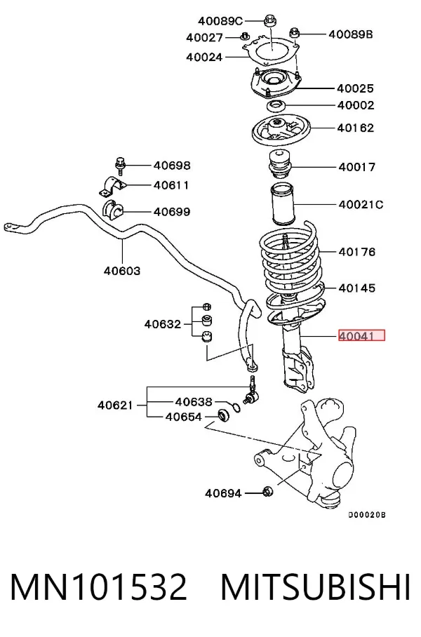 Amortyzator przedni MN101532 Mitsubishi
