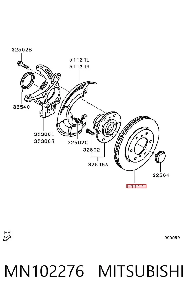 Tarcza hamulcowa przednia MN102276 Mitsubishi