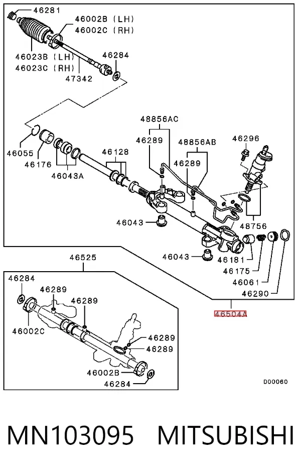 Listwa kierownicza (maglownica) Mitsubishi Grandis NAW