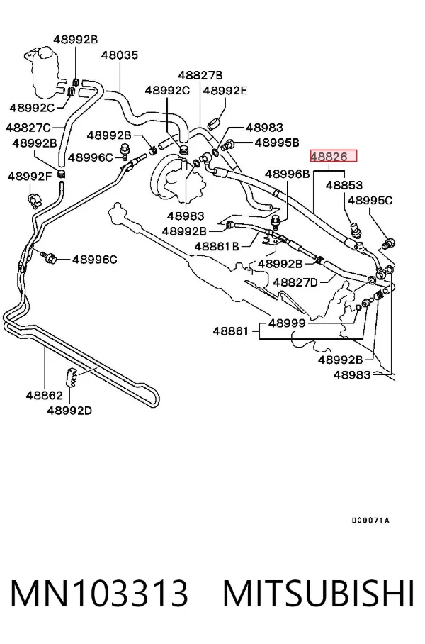 Przewód hydraulicznego układu wspomagania wysokiego ciśnienia, od pompy do maglownicy (mechanizmu) Mitsubishi Grandis NAW