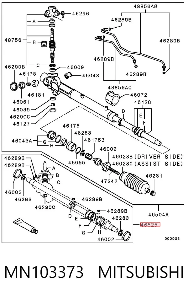 Zestaw naprawczy maglownicy (mechanizmu) (zestaw uszczelniaczy) Mitsubishi Pajero III