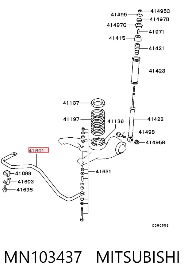 Stabilizator tylny Mitsubishi Grandis NAW