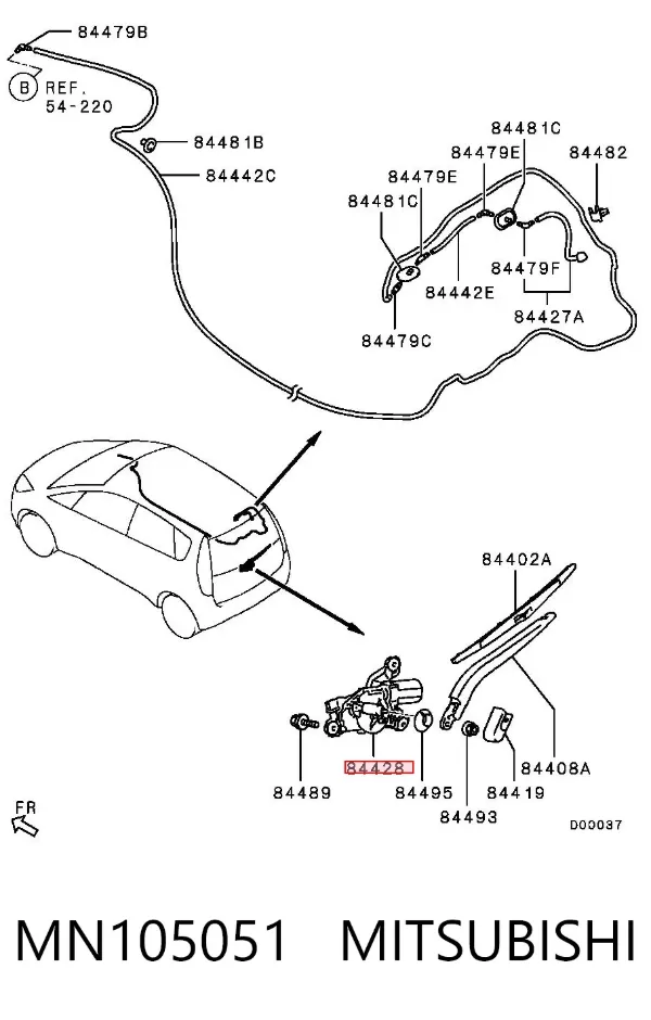 Silniczek wycieraczki tylnej szyby Mitsubishi Colt VI
