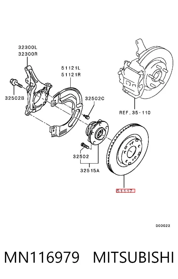 Tarcza hamulcowa przednia MN116979 Mitsubishi