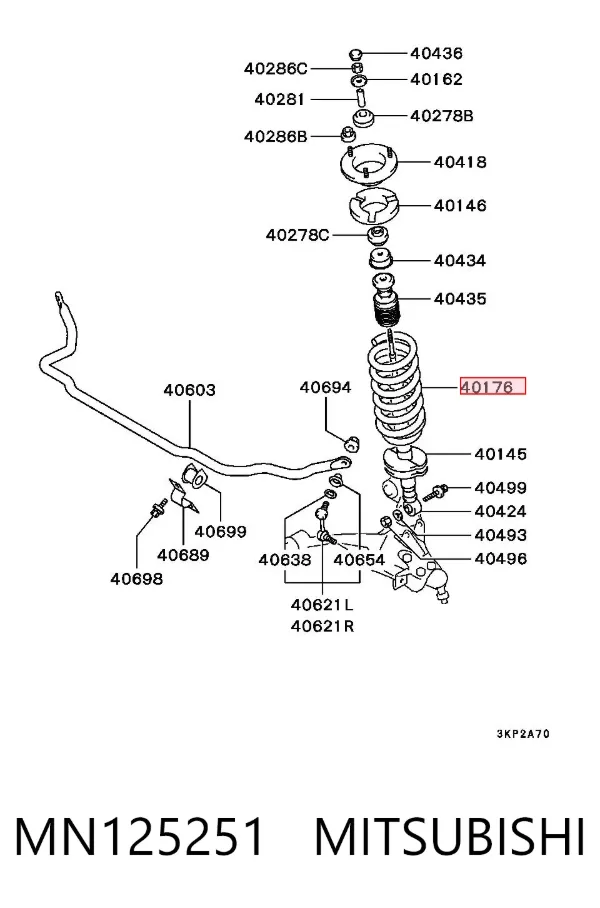 Sprężyna przednia MN125251 Mitsubishi
