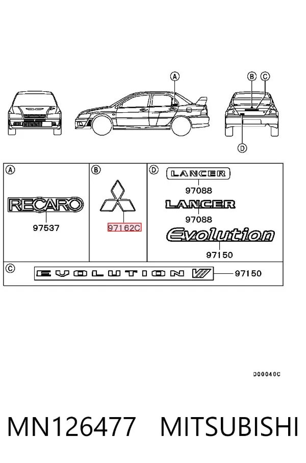 Emblemat na klapę bagaznika (znaczek firmowy) Mitsubishi Lancer IX