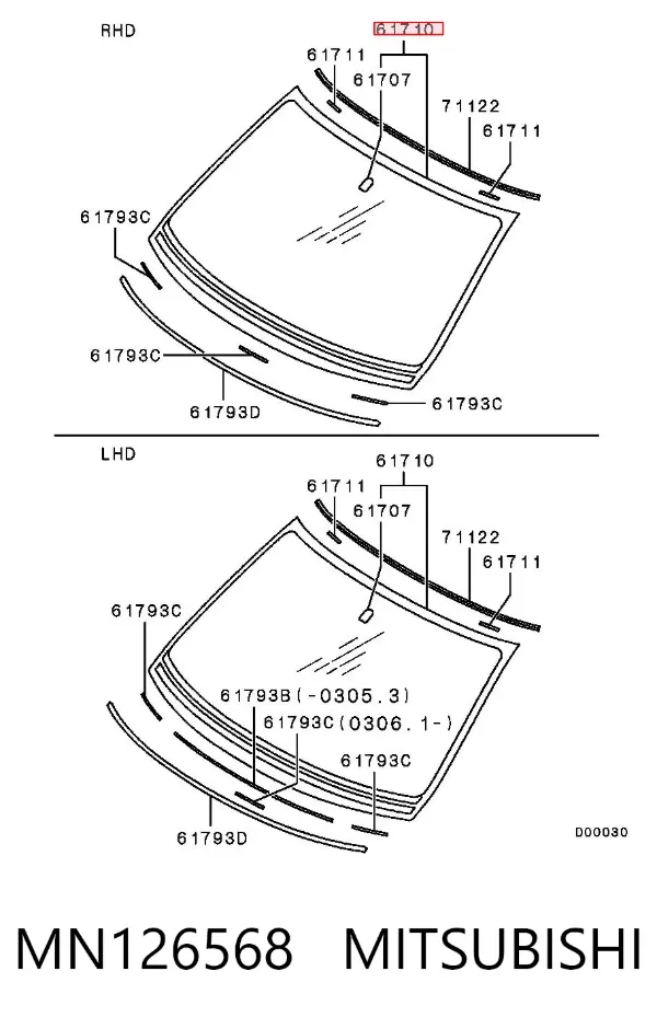 Szyba przednia MN126568 Mitsubishi