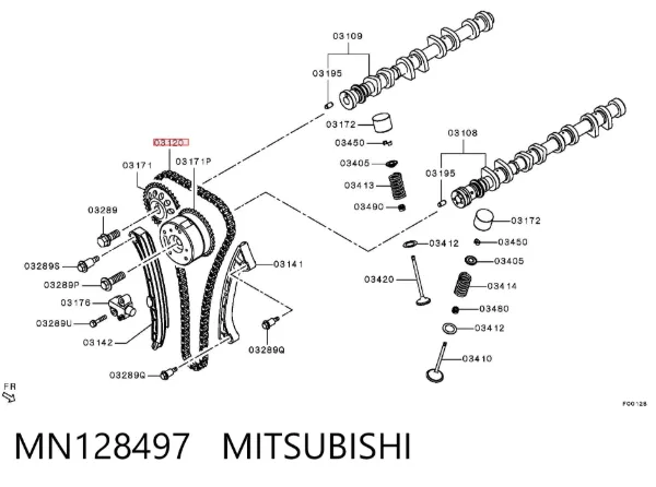 Łańcuch rozrządu MN128497 Mitsubishi