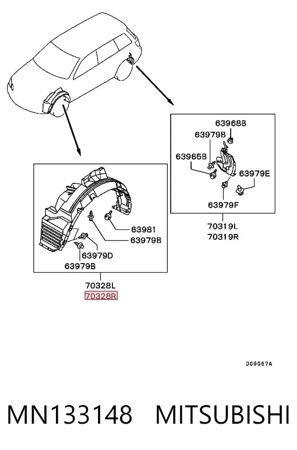 Nadkole błotnika przedniego prawe MN133148 Mitsubishi