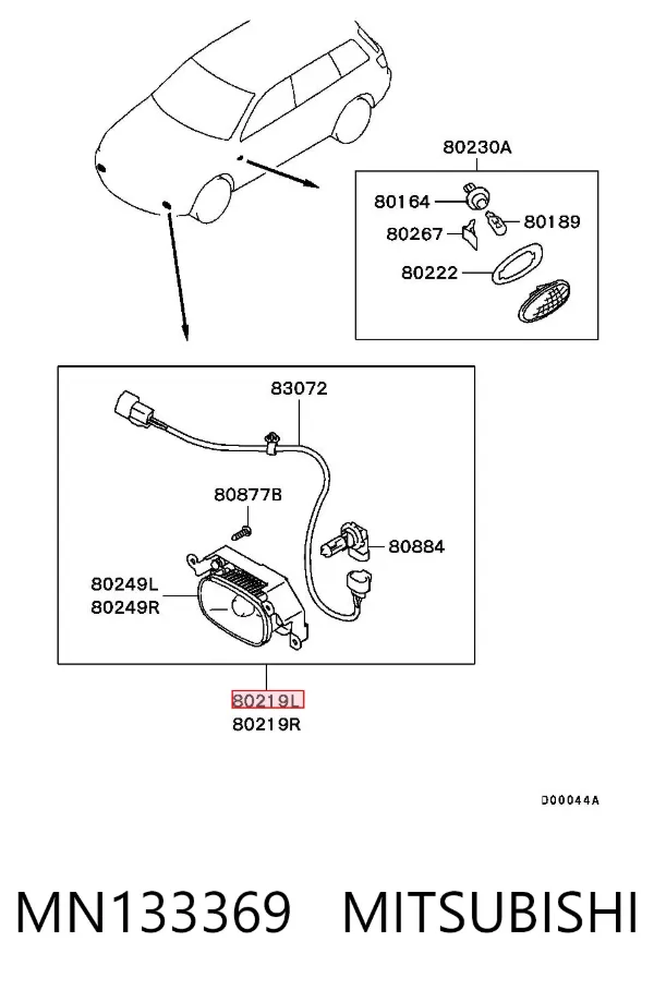 Lampa przeciwmgielna lewa MN133369 Mitsubishi