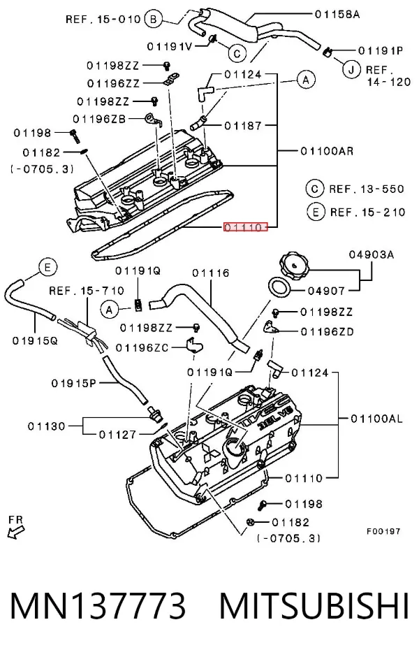 Uszczelka pokrywy zaworowej silnika MN137773 Mitsubishi