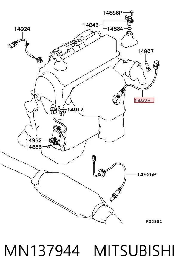 Sonda lambda czujnik tlenu przed katalizatorem MN137944 Mitsubishi