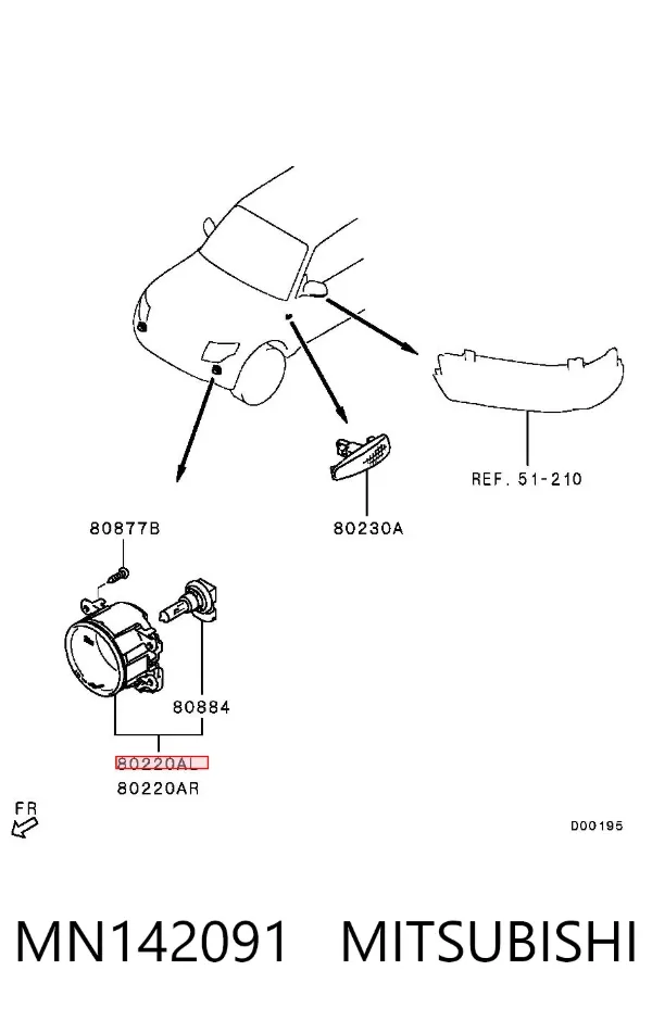 Lampa przeciwmgielna lewa/prawa MN142091 Mitsubishi