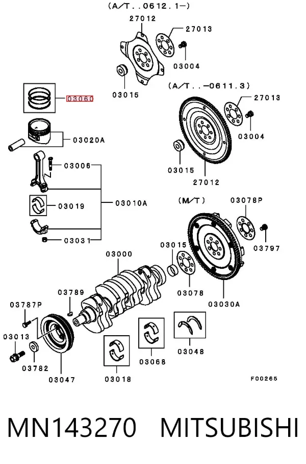 Pierścienie tłokowe na 1 cylinder, STD. MN143270 Mitsubishi