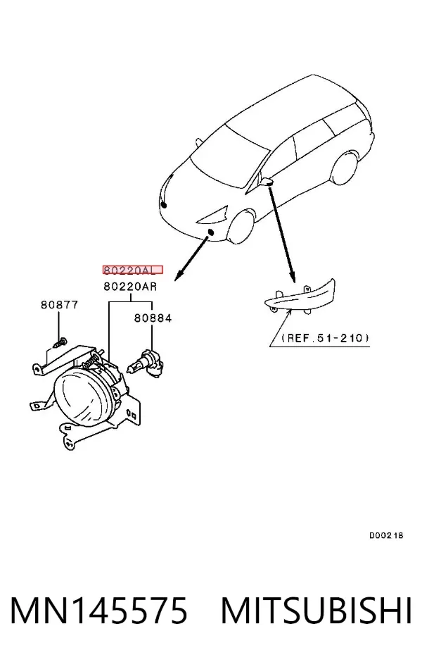 Lampa przeciwmgielna lewa Mitsubishi Grandis NAW