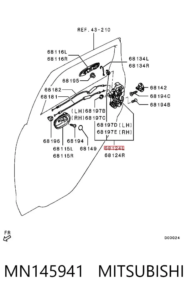 Zamek drzwi tylnych lewych Mitsubishi Colt VI